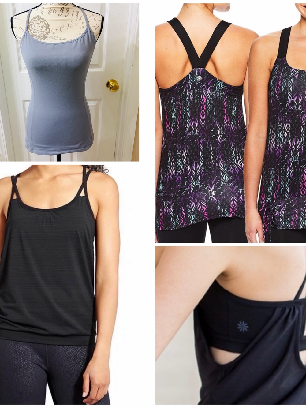 Athleta & Gaiam Yoga Athletic Tank Bundle All 3 with Built in Bras Size M